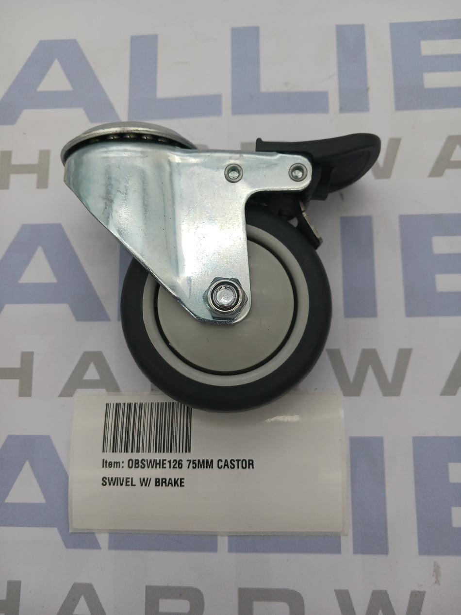 75MM CASTOR SWIVEL W/ BRAKE