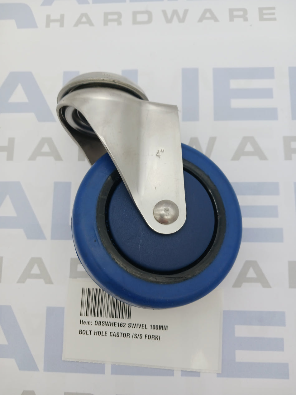 SWIVEL 100MM BOLT HOLE CASTOR (S/S FORK)