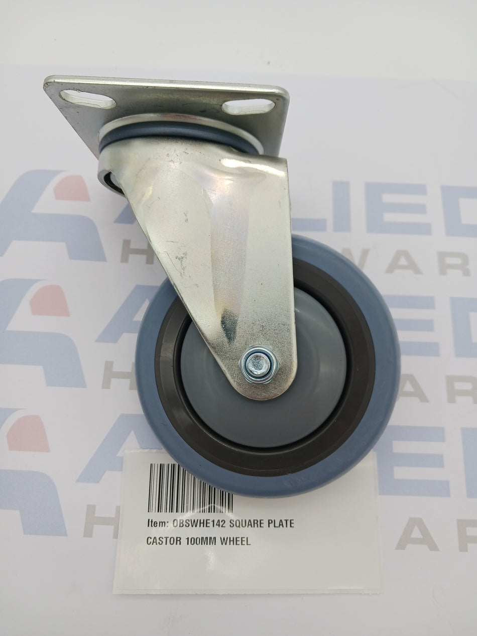 SQUARE PLATE CASTOR 100MM WHEEL
