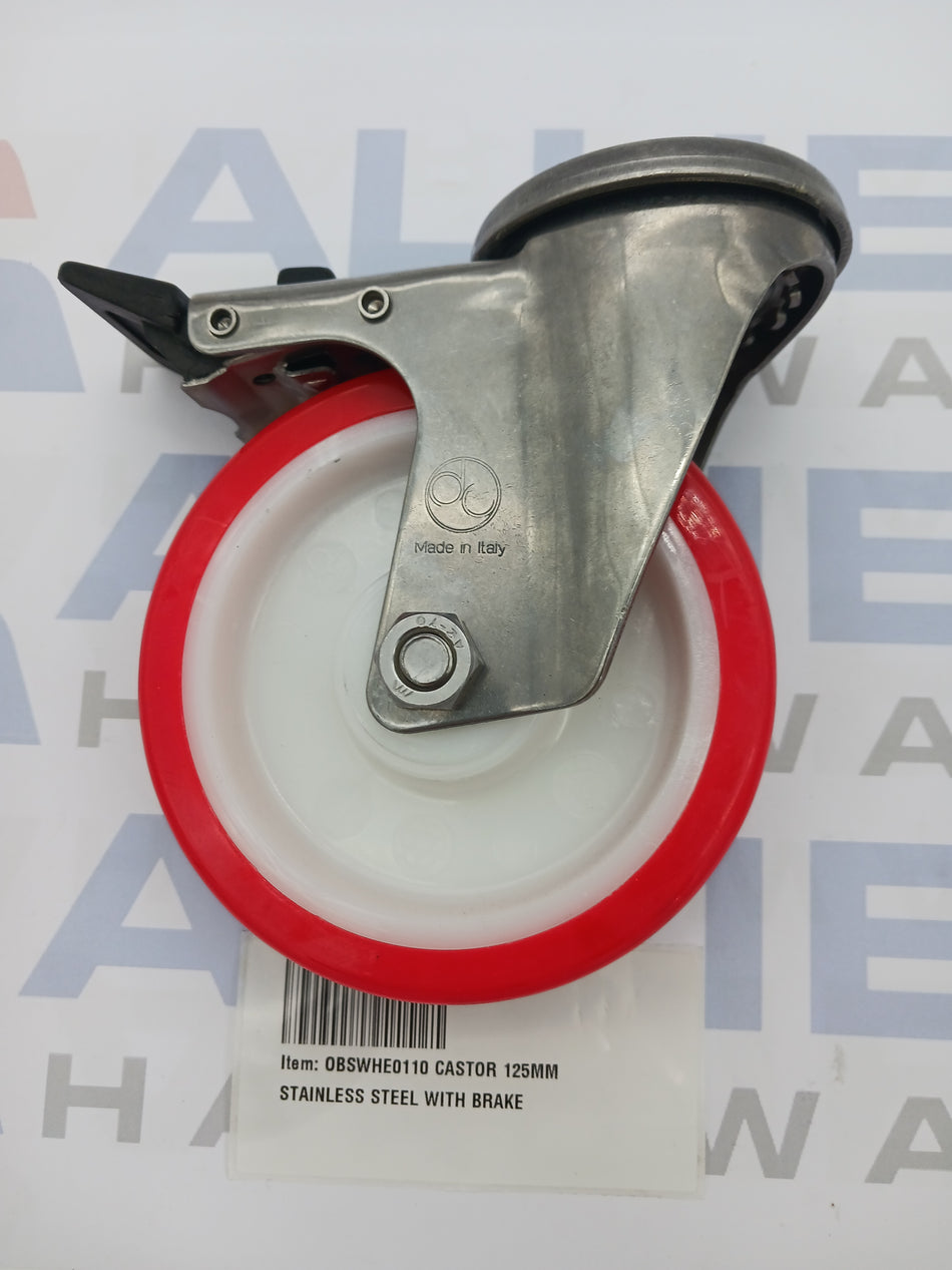 CASTOR 125MM STAINLESS STEEL WITH BRAKE