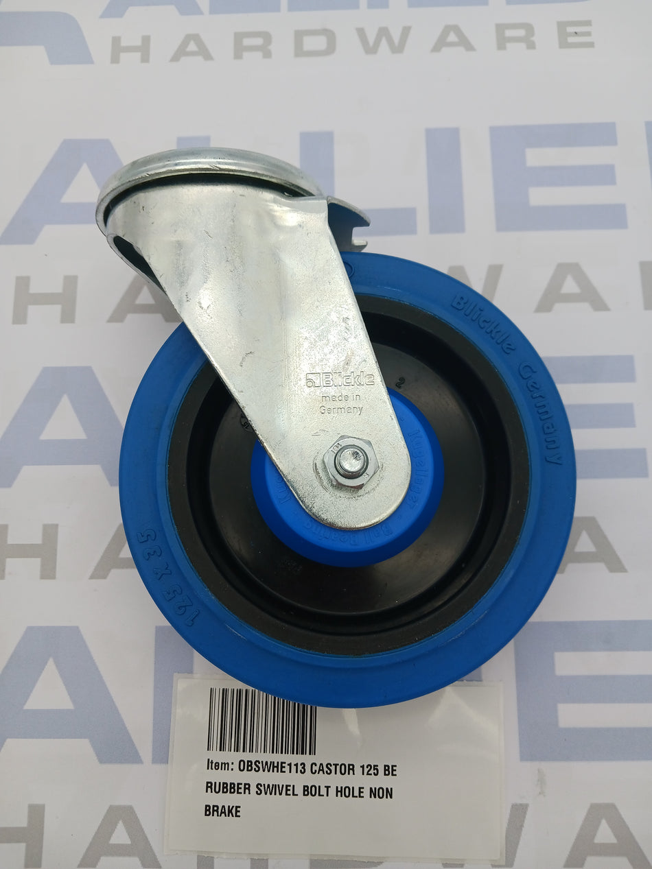CASTOR 125 BE RUBBER SWIVEL BOLT HOLE NON BRAKE