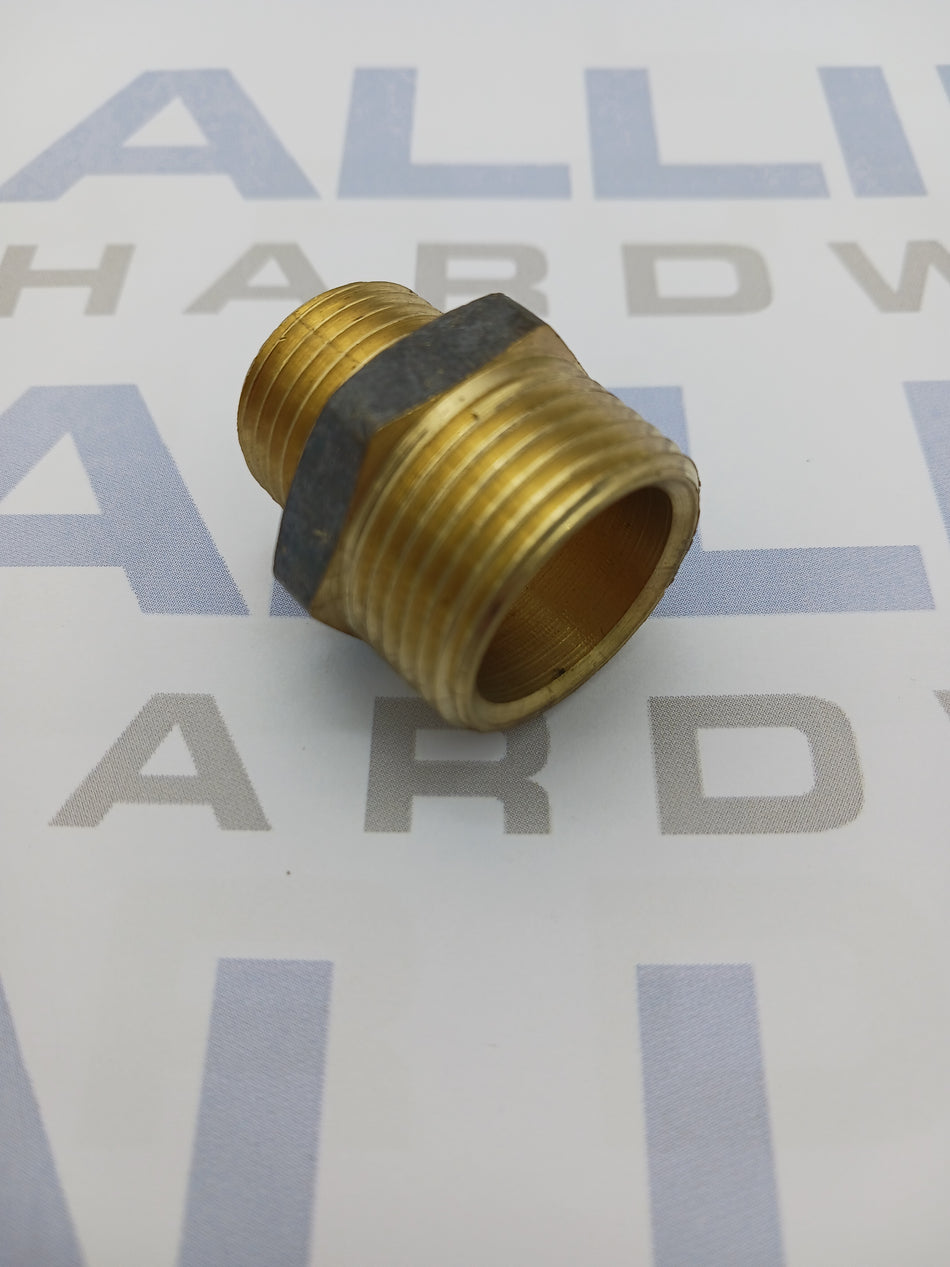 NIPPLE HEX RED BRS 20MM X 15MM